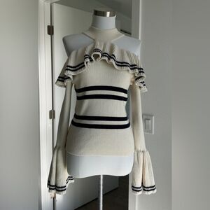SELF-PORTRAIT
Ribbed Cotton Knit Sweater 
Size M
